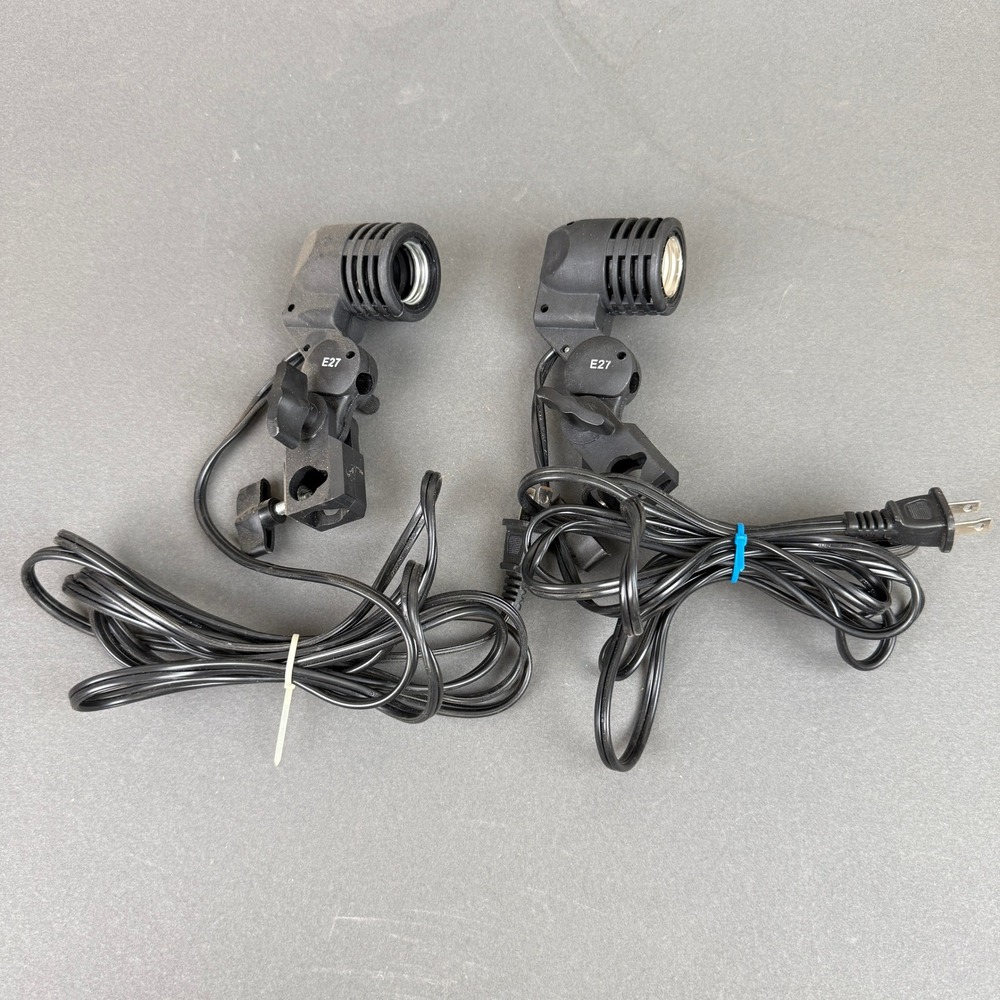 Single Socket E27  Light Stand Mount Studio Photography Black Set of 2